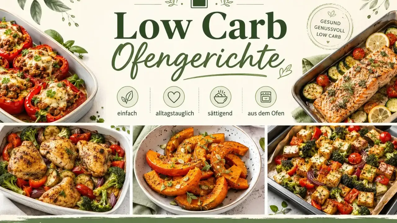 Köstliche slow carb rezepte: Gefüllte Paprika, Lachs mit Gemüse, Hähnchen und Kürbis aus dem Ofen. Einfach, alltagstauglich, sättigend.
