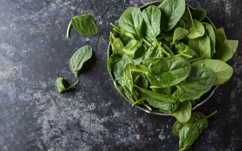 Frischer Spinat in einer Schüssel, bereit für ein klassisches Spinat Rezept.