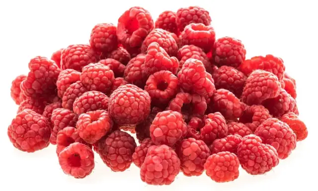 Ein Haufen frischer, roter Himbeeren, die zeigen, wie gesund Himbeeren sind.
